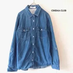 シネマクラブ デニムブルー 長袖シャツ M カジュアル 綿100