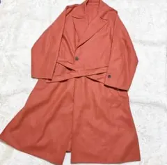 【メゾンスペシャル】オレンジ ウール混紡 ダブルブレスト チェスターコート