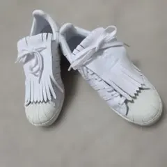 アディダスオリジナルススーパースター　フリンジ付き本革スニーカー24.5cm