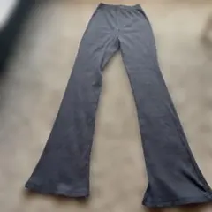 リブ編みフレアパンツ ブルー系