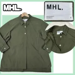 美品✨MHL.マーガレットハウエル！こなれ感漂うオリーブ 洗練プルオーバーシャツのサムネイル
