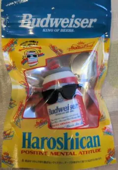 Budweiser Haroshican ミニチュア缶キーホルダー黒　ノベルティ