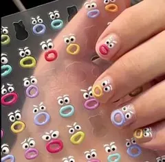 6枚セット　カラフル顔デザイン　ネイルシールセット