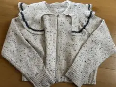 LOWRYSFARM フリルZIPカーディガン ベージュ