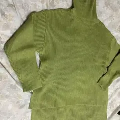 flamingo firm リブ編みハイネックセーター グリーン