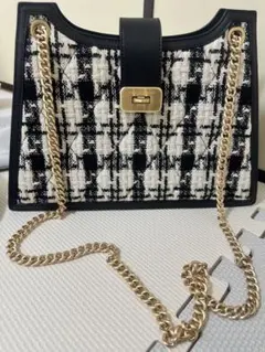 charles&keith 限定品 エレガントなチェック柄パーティーバッグ