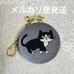 【ルシア】天使猫柄マカロンポーチ マカロンコインケース ハチワレ猫(グリーン系)77 マカロンポーチ