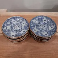 【Z021】青い花模様の陶器皿10枚セット