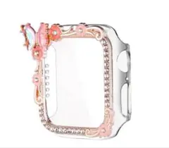 Apple Watch ケース くるくる動く蝶と花と宝石デザイン　40mm