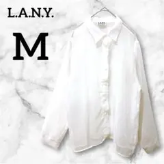 L.A.N.Y. 白　レディース　長袖シャツ【M】シアー　透け感　白シャツ