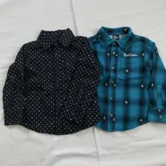 RAD CUSTOM 黒 水玉 長袖シャツ　チェック柄　2枚セット