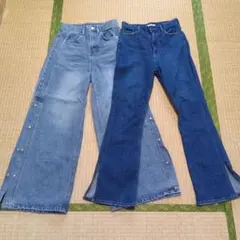 ワイドデニムなど、レディース　ジーンズ　２本まとめ売り