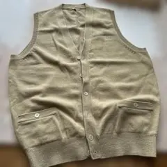 パパス ニットベスト ボタン ベージュ Lのサムネイル