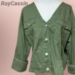 RayCassinノーカラージャケット　ミリタリー　カーキ　レディース/Mのサムネイル
