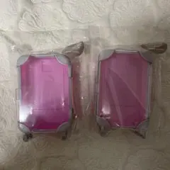 2点　新品【匿名配送】ダイソー キャリーケース型小物入れ ピンク　DAISOのサムネイル