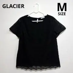 【美品】GLACIER グラシア 花柄 レース 刺繍 ブラウス 黒 Mのサムネイル
