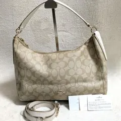 コーチ 2way ホーボー ワンショルダー バッグ レザー ホワイト