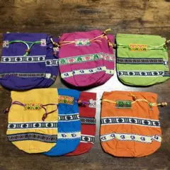 刺繍入り布製巾着ポーチセット