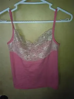 ピンク レース装飾 キャミソール　Mサイズ