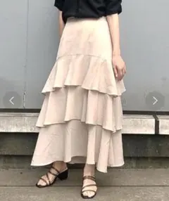 w closet　無地ティーゼットティアードスカート　ベージュのサムネイル