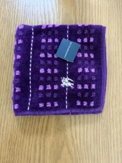 バーバリーチェック柄 タオルハンカチ 紫