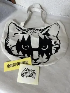 CANDY STRIPPER トートバッグ 猫柄 ステッカー2枚付きのサムネイル