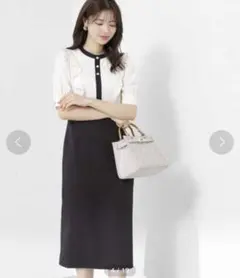 PROPORTION BODY DRESSING バイカラーラッフルタイトワンピ