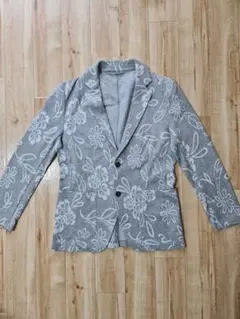 EPOCA UOMO 花柄グレー ボタニカル ストレッチ アンコン ジャケット