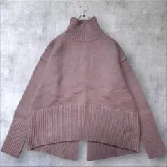 ★美品◆アダムエロペ◆アルパカ混♡タートルバックスリットニットプルオーバーLA
