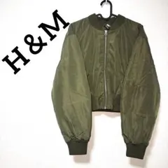 H＆Mエイチアンドエム オリーブグリーンクロップドジャケット