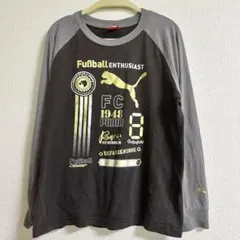 PUMA プーマ 【140】キッズ ロンT ラグラン袖 サッカー 黒 灰