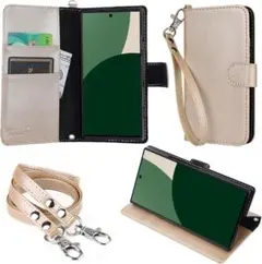 AQUOS R9 SH-51E手帳型ケース ストラップ2個 ゴールド261L29