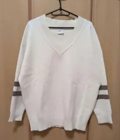 【美品】Spick & Span コットンスムースライン Vプルオーバー 白
