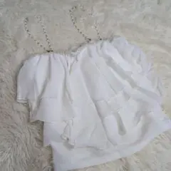 CECIL McBEE ホワイト フリルキャミソール 平成ギャル パールビーズ