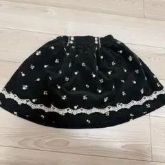 axes femme 花柄刺繍ダークグリーンコーデュロイスカート130（L）