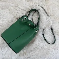 【ZARA ザラ】バケットバック　ショルダーバッグ　グリーン