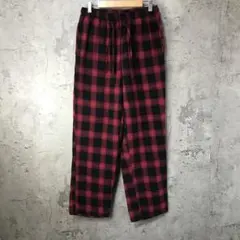 B2943古着　パジャマパンツ　赤　黒　90s Y2K