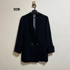 ICB Composite Ox ダブル前 ジャケット ブラック リネン混