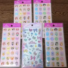 ディズニープリンセス 宝石シール ティアラぷっくりシール 5枚セット