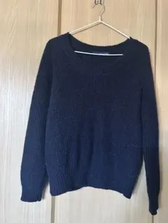 IÉNA SLÖBE ネイビー クルーネックニット