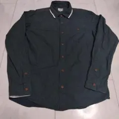 TAKEO KIKUCHI ダークグリーン ドット柄 長袖シャツ