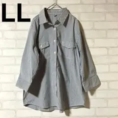 CLOSSHI PREMIUM ストライプ 長袖シャツ レディースLL