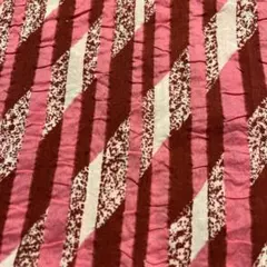 ピンク赤ストライプ模様コットン生地はぎれ