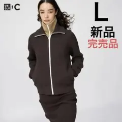 新品UNIQLO：CミラノリブフルジップカーディガンDARK BROWN L
