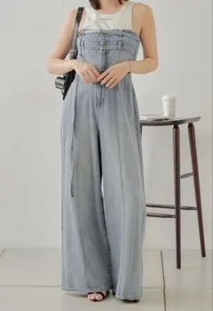 Chico デニムベアワイドコンビネゾン　スカイブルーのサムネイル