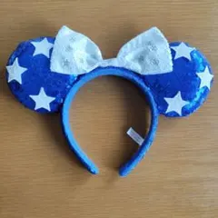 ディズニー カチューシャ 青 星柄 スパンコール ブルーカチューシャ アメリカン