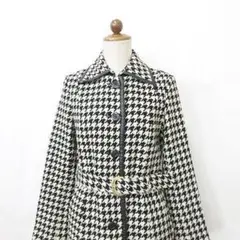【美品】 千鳥柄ステンカラーコート ザジ　シングル ベルト ウール　９ARのサムネイル