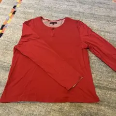 BANANA REPUBLIC XL レッド ヘンリーネック Tシャツ