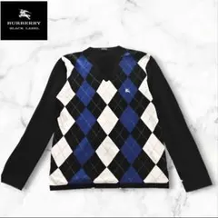 BURBERRY BLACK LABEL アーガイル Vネック薄手セーター