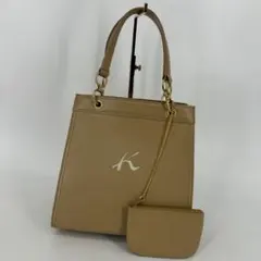 美品✨キタムラ・ハンドバッグ手提げ鞄 軽量 レザー ポーチ付 ベージュ 